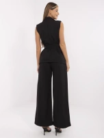 Czarny garnitur damski z szerokimi spodniami