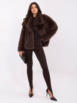 Brązowa futrzana kurtka z zapięciem na zatrzaski