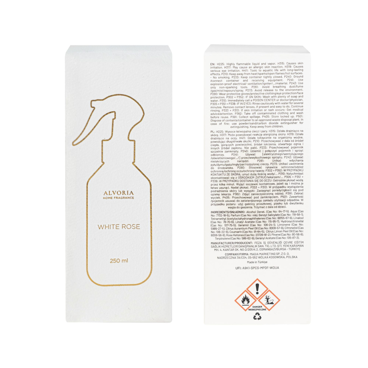 Biała Róża - Sprej do domu Alvoria 250ml.