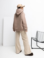 Ciemnobeżowa bluza kangurka z kapturem RUE PARIS  