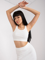 Ecru dwuczęściowy komplet basic w prążki RUE PARIS 