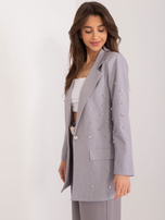 Hurtownia Szara damska marynarka z aplikacjami