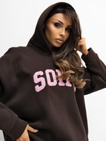 Czekoladowa bluza oversize z kapturem RUE PARIS 