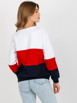 Hurt Biało-granatowa damska bluza basic z dekoltem V RUE PARIS