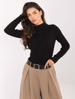 Czarny prążkowany sweter z golfem STITCH & SOUL 