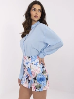 Niebiesko-różowe spódnico-spodenki z rozcięciem