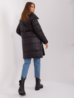 Hurt Black down winter jacket with quilting.