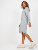 Hurtownia Jasnoszara prosta sukienka dresowa z rozcięciami 