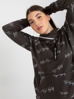 Hurt Khaki moteriška plus size džemperis su gobtuvu ir spauda.