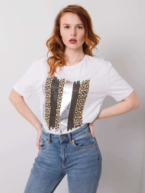 Biały t-shirt bawełniany Rossie