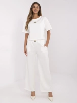 Ecru damski komplet z krótkim rękawem