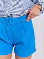 Modré dámské šortky v elegantním stylu.