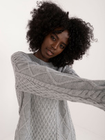 Hurt Szara damska sukienka z dzianiny z długim rękawem