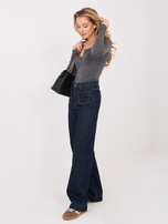 Grafitowa bluzka z guzikami przy dekolcie