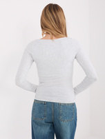 Jasnoszara bluzka basic z długim rękawem