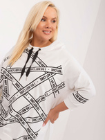 Hurtownia online Ecru długa bluzka plus size z napisami