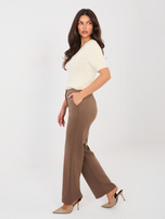 Ciemnobeżowe proste spodnie z kieszeniami RUE PARIS 