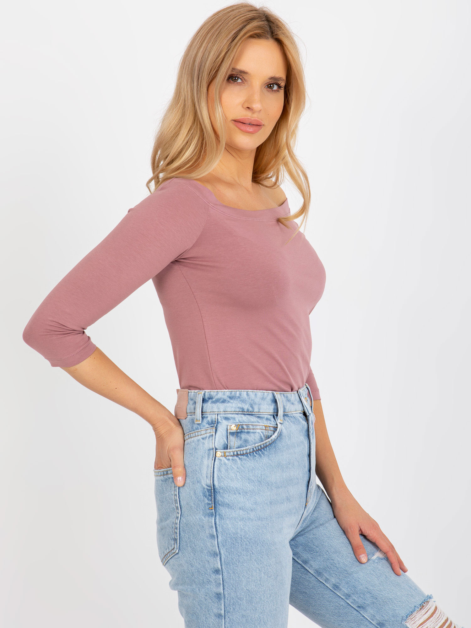 Hurt Pale pink cotton off-the-shoulder blouse BASIC FEEL GOOD