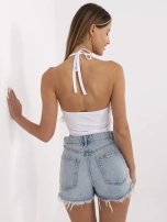 Biały top z wiązaniem na szyi RUE PARIS