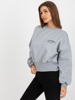 Hurtownia Szara dresowa bluza bez kaptura z napisem