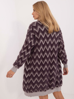 Hurt Ciemnofioletowy damski kardigan bez zapięcia