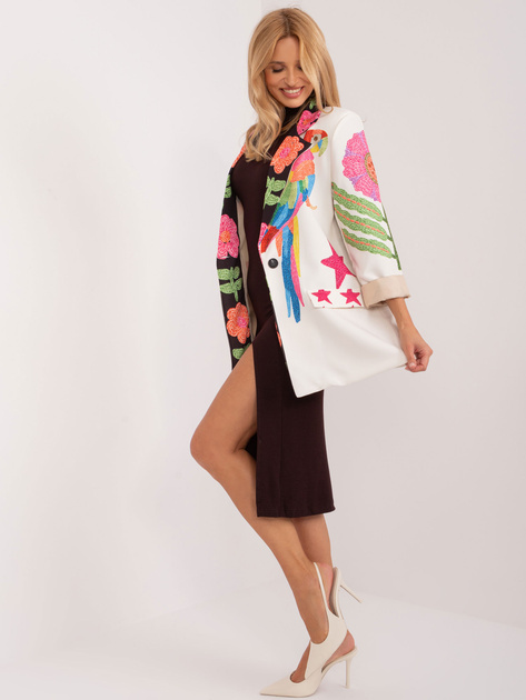 Hurt Kremowa jednorzędowa marynarka z printem