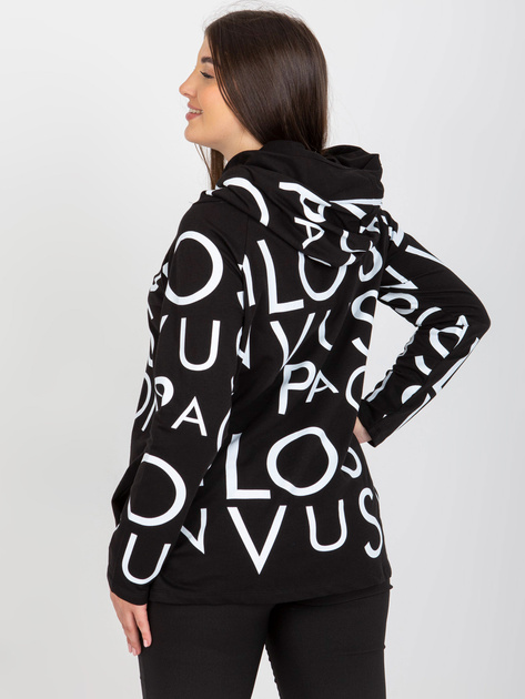 Hurt Czarna damska bluza plus size z kapturem i literami