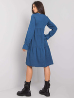 Dunkelblaues Damenkleid mit Rüsche Abbeville RUE PARIS.
