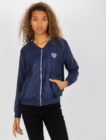 Hurt Granatowa pikowana bluza bomberka z kieszeniami RUE PARIS