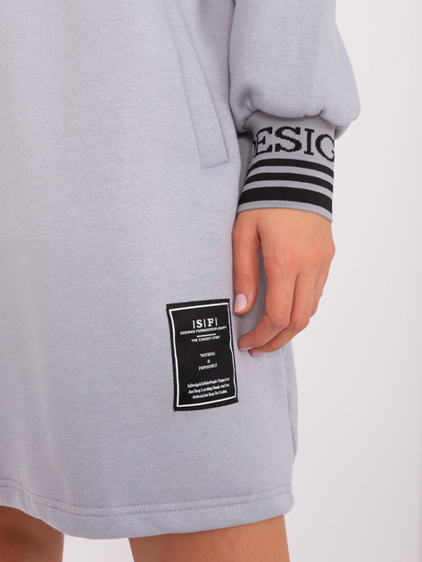 Hurtownia Szara sukienka dresowa z troczkami