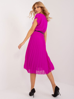 Hurt Purple flared dress with a belt.