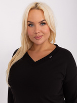 Hurtownia Czarna bawełniana bluzka plus size basic