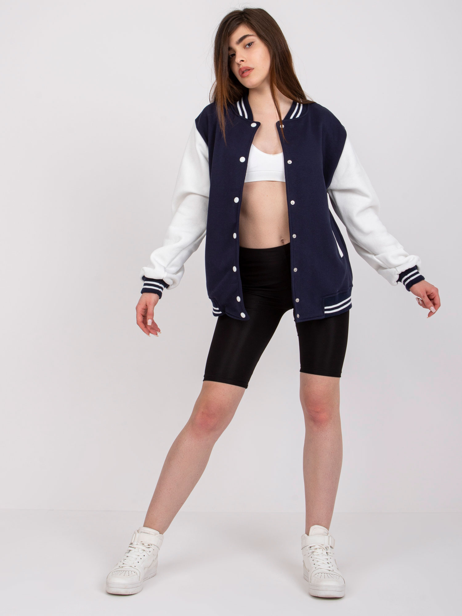 Dunkelblaue Sweatjacke Bomber Minorka.