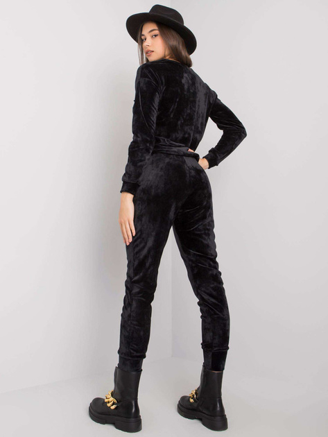 Czarny dwuczęściowy komplet welurowy Hartford