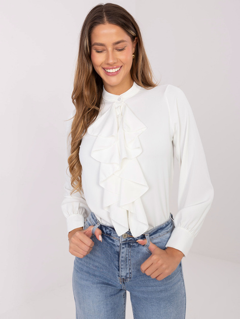 Ecru elegancka koszula z żabotem