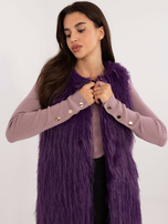 Hurt Ciemnofioletowa kamizelka futrzana z kieszeniami