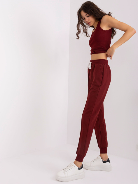 Hurt Bordowy damski komplet dresowy z bluzą bomberką