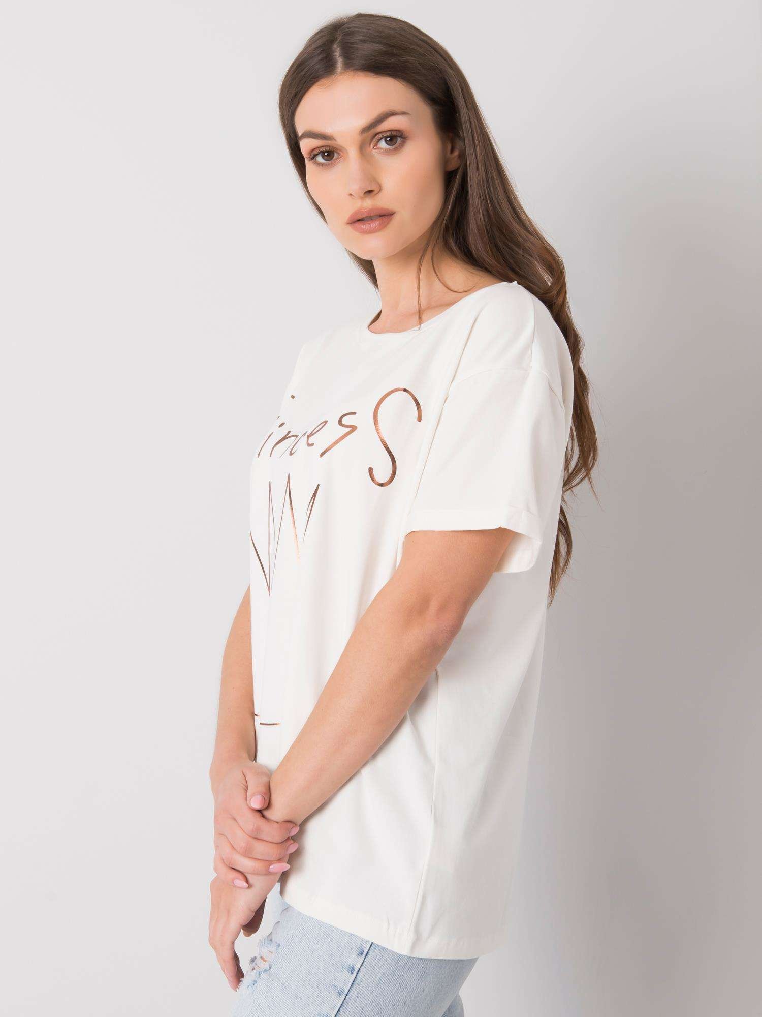 Ecru t-shirt z nadrukiem Aosta