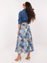 Ciemnoniebieska midi spódnica w romantycznym stylu 