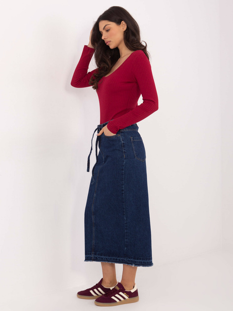 Granatowa jeansowa spódnica z paskiem SUBLEVEL