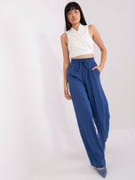 Hurt Ciemnoniebieskie materiałowe spodnie z wiskozy