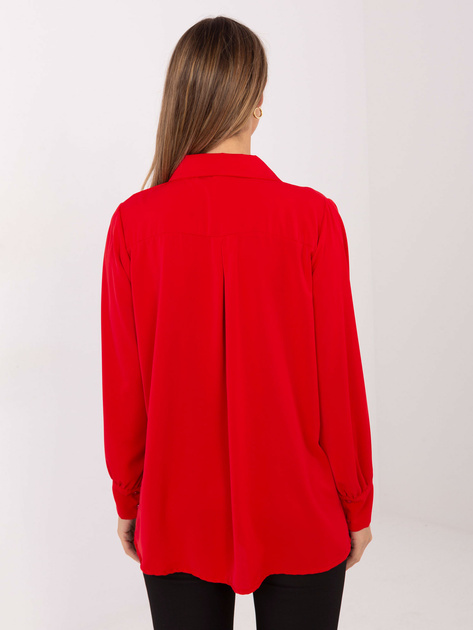 Czerwona elegancka koszula z żabotem