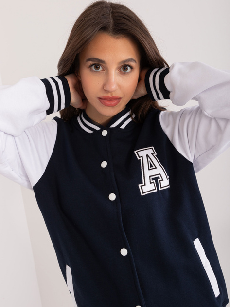 Hurt Granatowa damska bluza baseball z bawełny