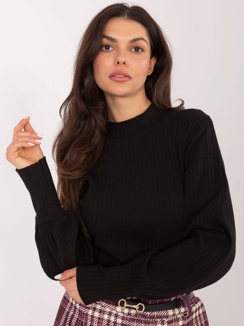 Czarna bluzka basic w szeroki prążek RUE PARIS