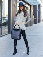 Beige fur vest with hood Foggia OCH BELLA
