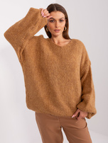 Hurt Camelowy sweter oversize z dzianiny RUE PARIS 