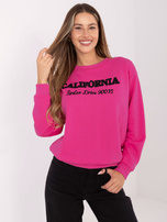 Fuksjowa dresowa bluza bez kaptura
