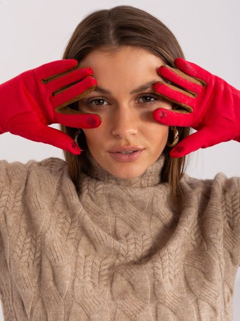 Hurt Rote Touchscreen-Handschuhe im glatten Muster.