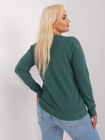 Tamsiai žalias klasikinis plus size megztinis su viskoze.