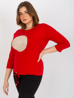 Hurt Czerwona bluzka plus size z nadrukiem i rękawem 3/4